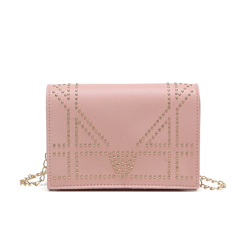 

Riveting Nail Shoulder Square Sling Bag 2020 New Women's Bag Cover Messenger Phone Coin Purse luxury bag evening clutch bags
