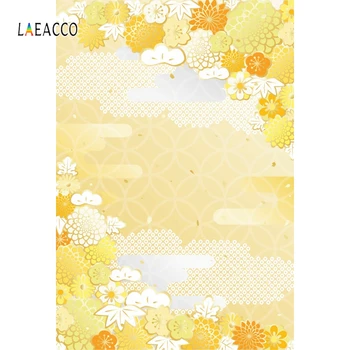 

Laeacco Japanese Style Yellow Pattern Chrysanthemum Home Decor Comic Background Photography Customize Backdrops For Photo Studio