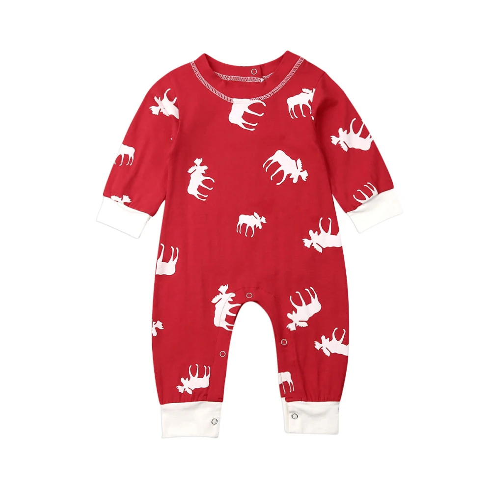 Рождественский комбинезон с рисунком оленя для новорожденных девочек и мальчиков, пижама, одежда для сна, одежда для сна с рождественскими