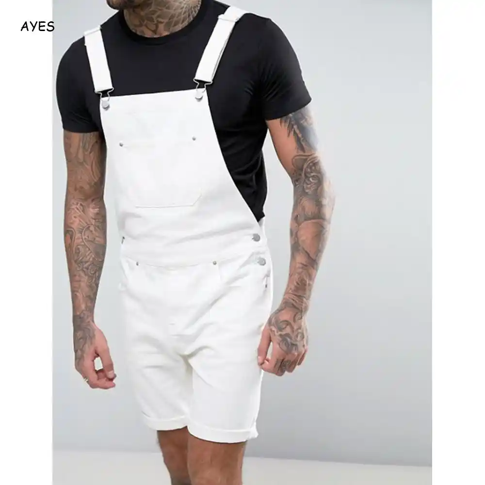 white overall shorts mens