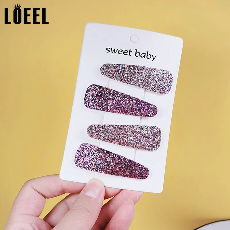 Solid champagne rose Новые детские Блестки Блестящие заколки для волос капли воды Шпильки геометрической формы для девочек заколки с блестками для детей аксессуары для волос - Цвет: Solid champagne rose