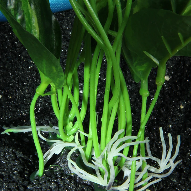 2 28CM Artificial Fish Tank Aquarium Plant Real Look Fish Tank Plastic Under Water Plant Grass Decoration Ornament Green Leaves