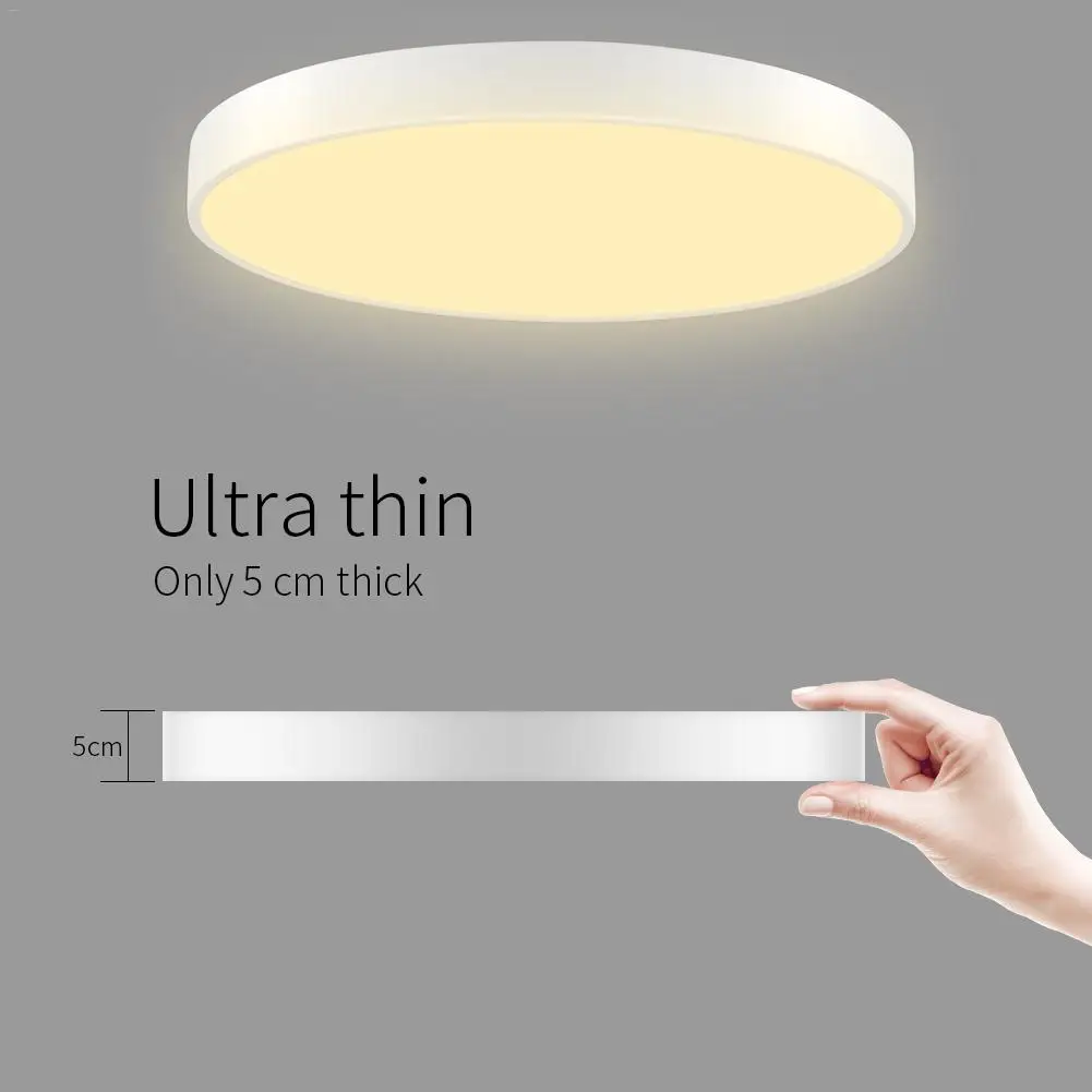 

20/36/48W Ultra Thin Round LED Ceiling Down Light Bathroom Kitchen Living Lamp Day/Warm White Stepless Dimmable
