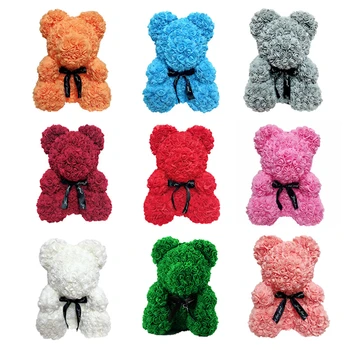 

Fashion Valentines Day Gift 40cm Red Rose Teddy Bear Rose Flower Artificial Decoration Christmas Gifts Women Valentines Gift