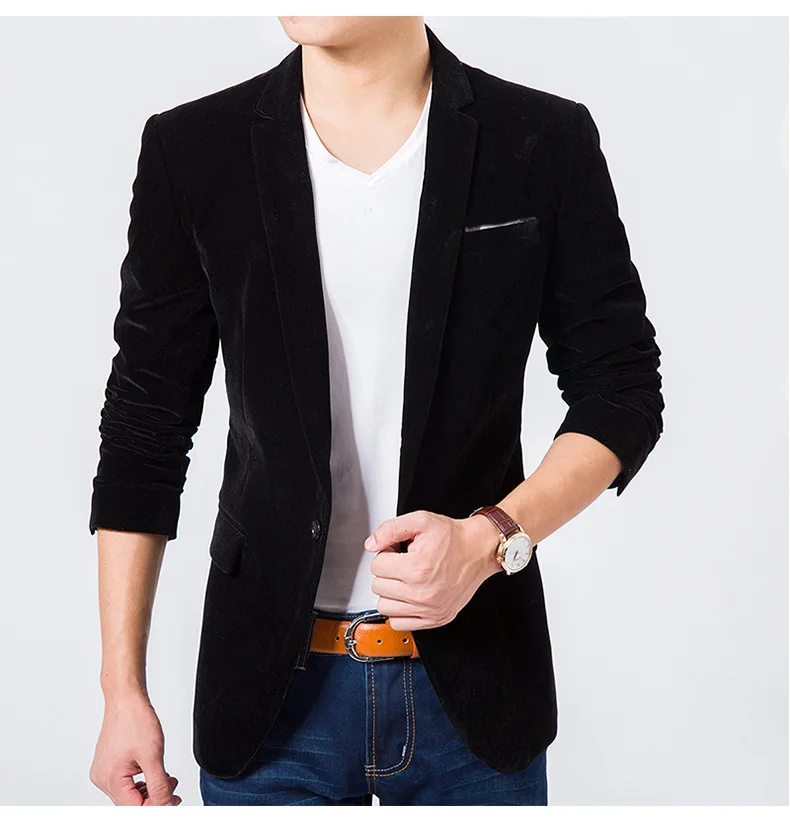 

Spring New Style Suit Casual Tops MEN'S Coat Gold Velvet Men's Korean-style Long Sleeve Small Autumn Men's Slim Fit Formal Dress