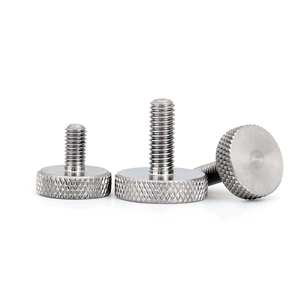M3 M4 M5 M6 M8 M10 GB835 304 Stainless Steel Knurl Flat Round Head Hand Tighten Thumb Screw Curtain Wall Glass Bolts DIN653 1/5x hand tighten thumbscrew,stainless steel screw