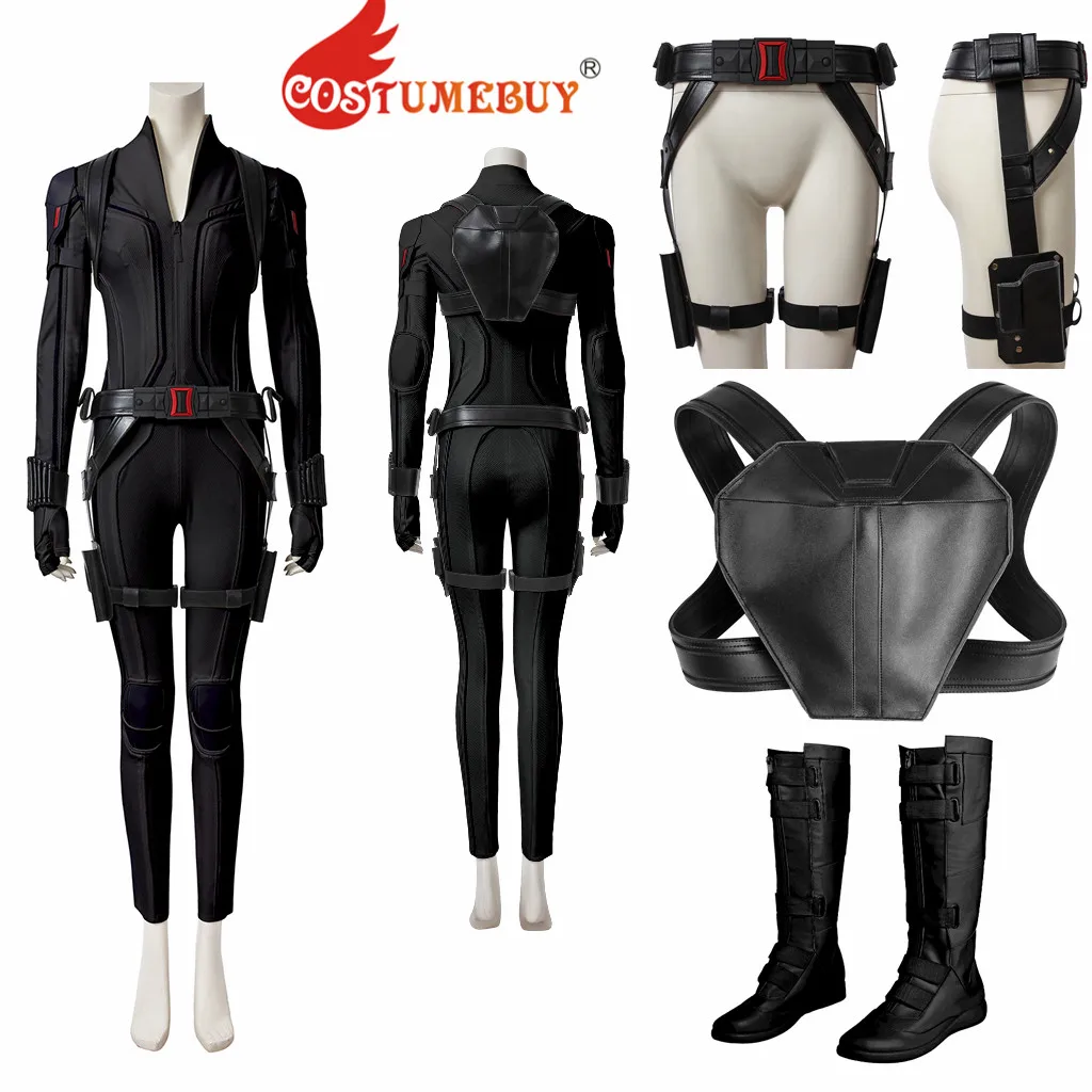 CostumeBuy, черный костюм Наташи ромаофф, черный костюм для взрослых, Женский костюм супергероя, черная вдова, сексуальный комбинезон, костюм L920