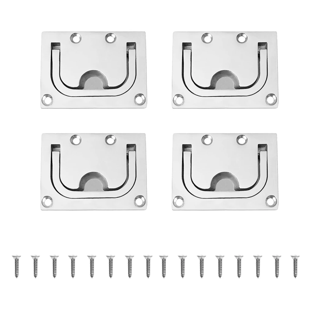 4pcs Marine Stainless Steel Hatch Pull/Lift Handle Boat Door Window+ Screws