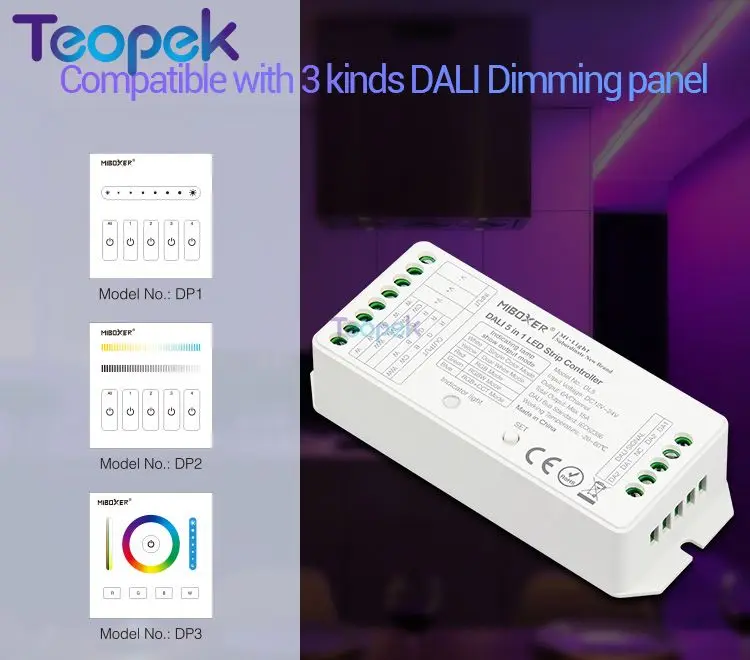 MiBOXER DALI 5 в 1 Светодиодная лента управления Лер DL5, DC 12~ 24V совместимый DP1 DP2 DP3 пульт дистанционного управления/DALI Bus power Supplly