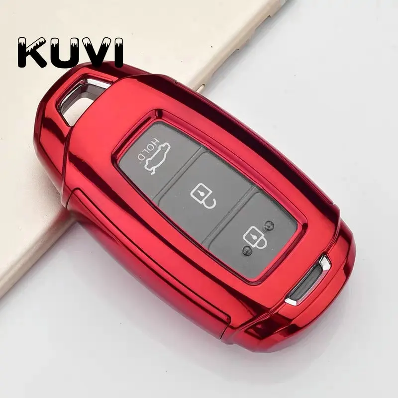 PC+ TPU автомобильный чехол для ключей держатель для hyundai i30 Ix35 KONA Encino Solaris Azera Grandeur Ig Accent Santa Fe Palisade - Название цвета: Красный
