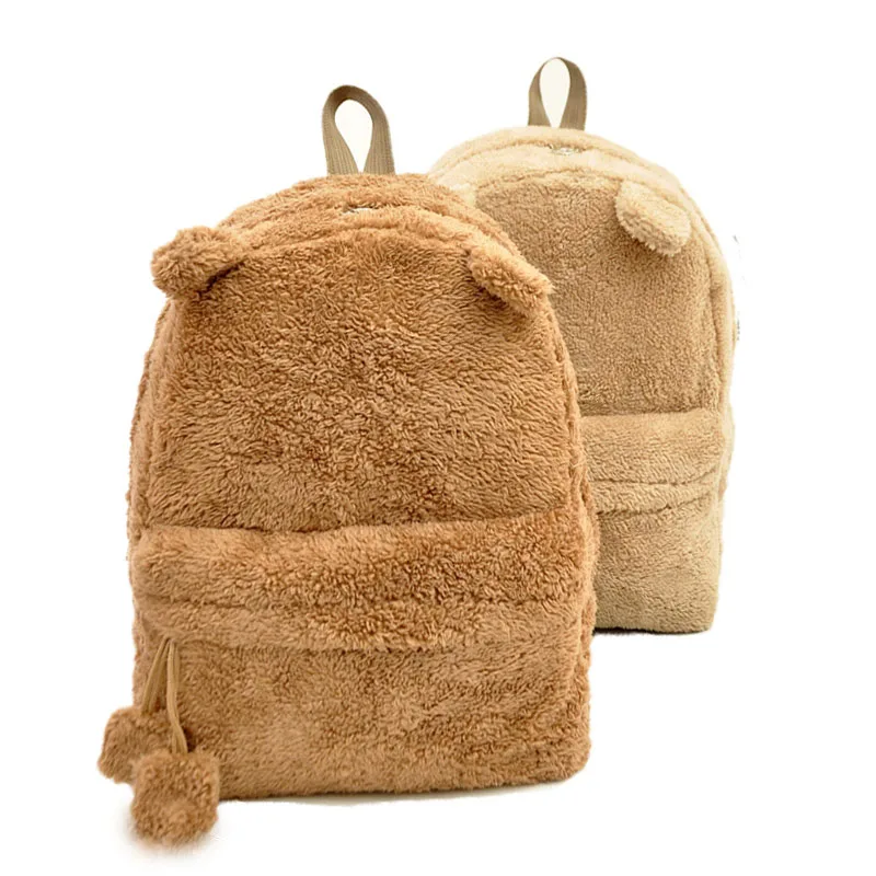 Women Backpack Notebook Schoolbag Laptop Girls Cute for Fur Korean Female Large-Bags