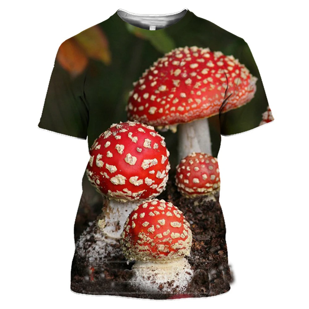 

Summer 3D Print Plant Mushroom T Shirt Color Wild Fungi Man's T-shirt O Neck Funny Women Men Tshirt Cute Cartoon Tees