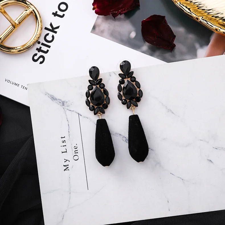 

New Fashion Vintage Long Water Drop Crystal Pendant Dangle Earrings For Women Korea Jewelry Statement Pendientes Brincos