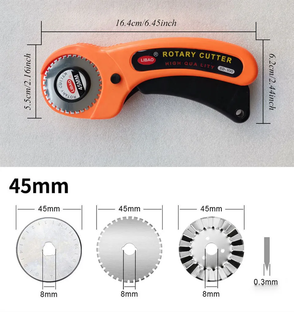 SD100 Rotary Cutter Paper Skip Cutting Patchwork Leathercraft Tool Set 45mm Punching Wavy Edge Blade Quilting Accessories