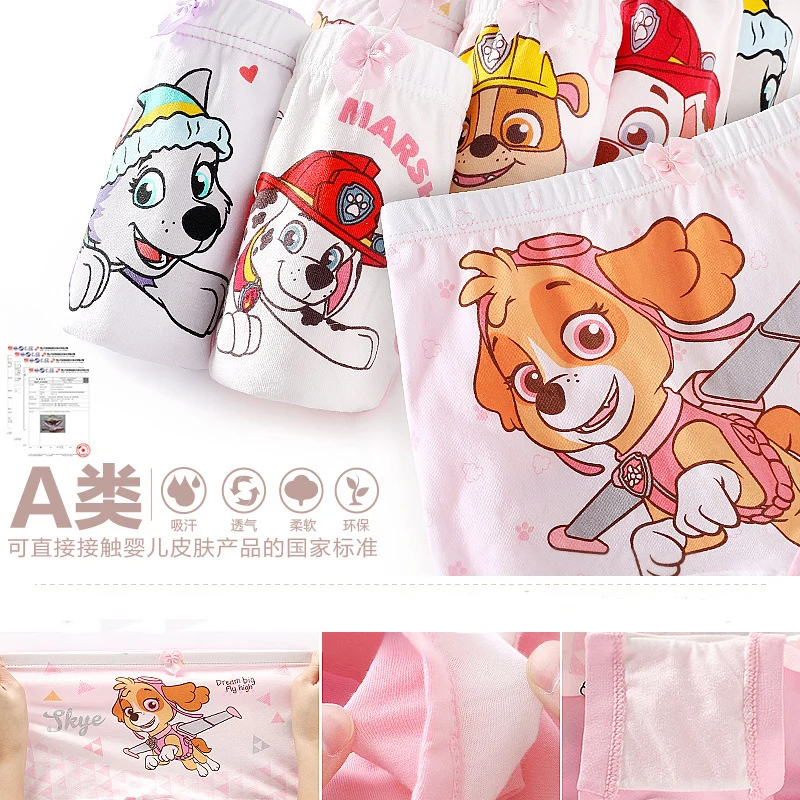 4Pcs/set Genuine Paw patrol everest skye Baby boy Girl Underwear Cartoon Kids Panties Cotton Underpants Children toy doll