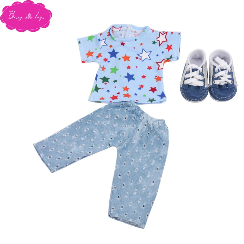 Blue 18 дюймов куклы для девочек детская одежда шерстяное пальто с воротником для мальчиков футболка с принтом обувь американская платье для новорожденных детские игрушки подходит 43 см для ухода за ребенком для мам, детские куклы, c530 - Цвет: Blue