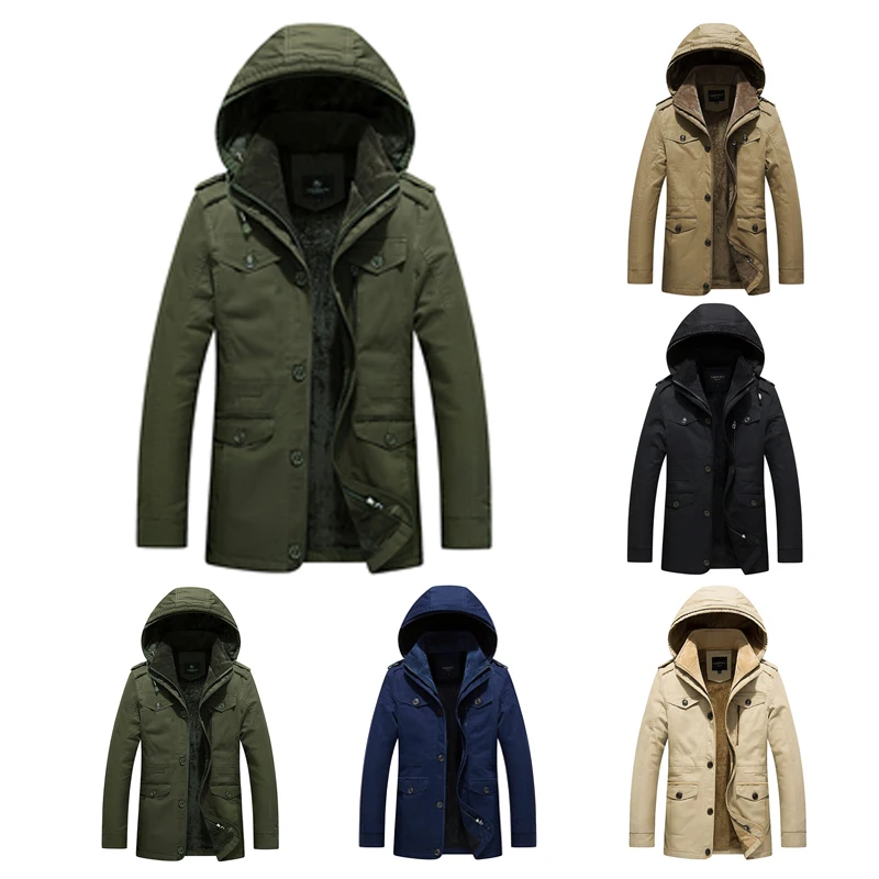 

Autumn And Winter Cotton Washing Cashmere Thickening Men's Medium Length Coat Slim Jacket Coat for Male Wholesale