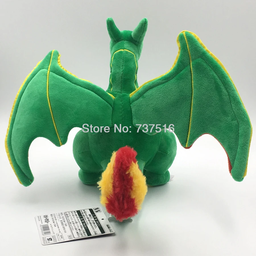 Аниме Зеленый стоящий Rayquaza плюшевый Чаризард Spitfire игрушечный Дракон игрушки мягкие животные Дети Рождественские подарки 10 дюймов