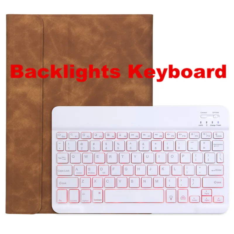 Съемная Bluetooth клавиатура для iPad 10," A2200 A2198 A2232 смарт-чехол для iPad Air 10,5" A2123 A2152 A2153 - Цвет: Backlights-BR-BGWBK
