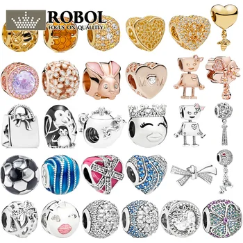 

PBD ZZ 20 925 Sterling Silver Charm Beads with Original Carved Golden Summer Bee Series Factory Wholesale Women Making Jewerly