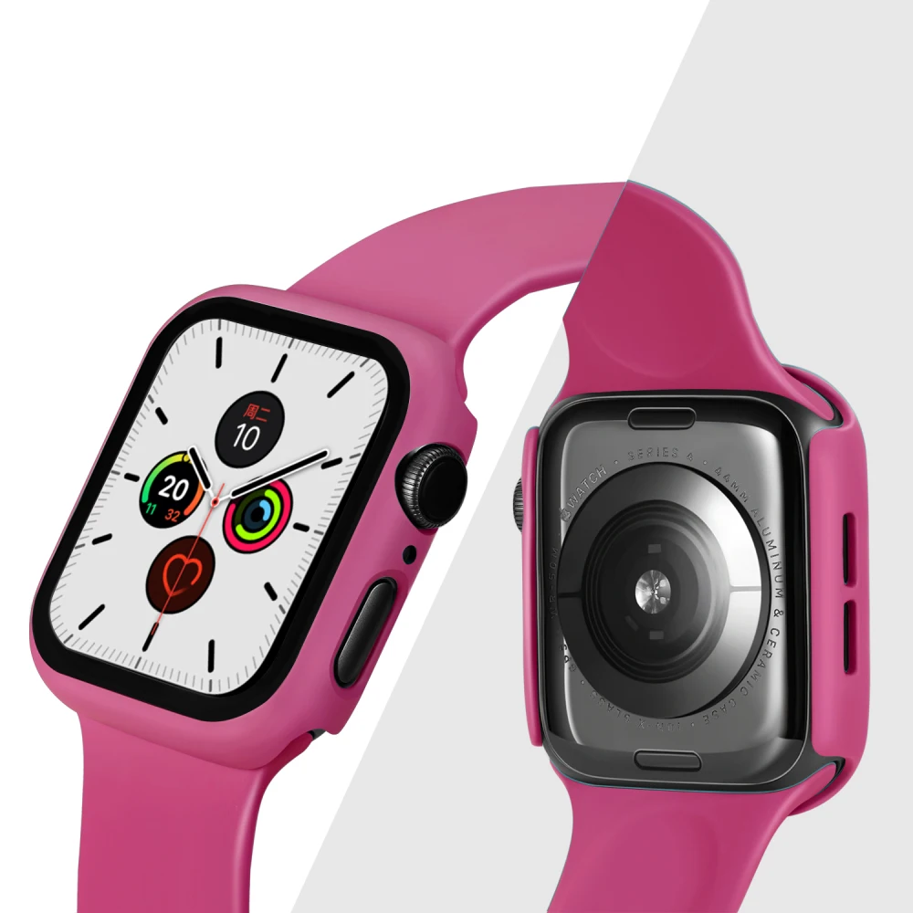Чехол из поликарбоната+ закаленное стекло для Apple Watch Series 5 4 3 2 1 ремешок чехол 42 мм 38 м 40 мм 44 мм крышка Защита экрана для iWatch Shell