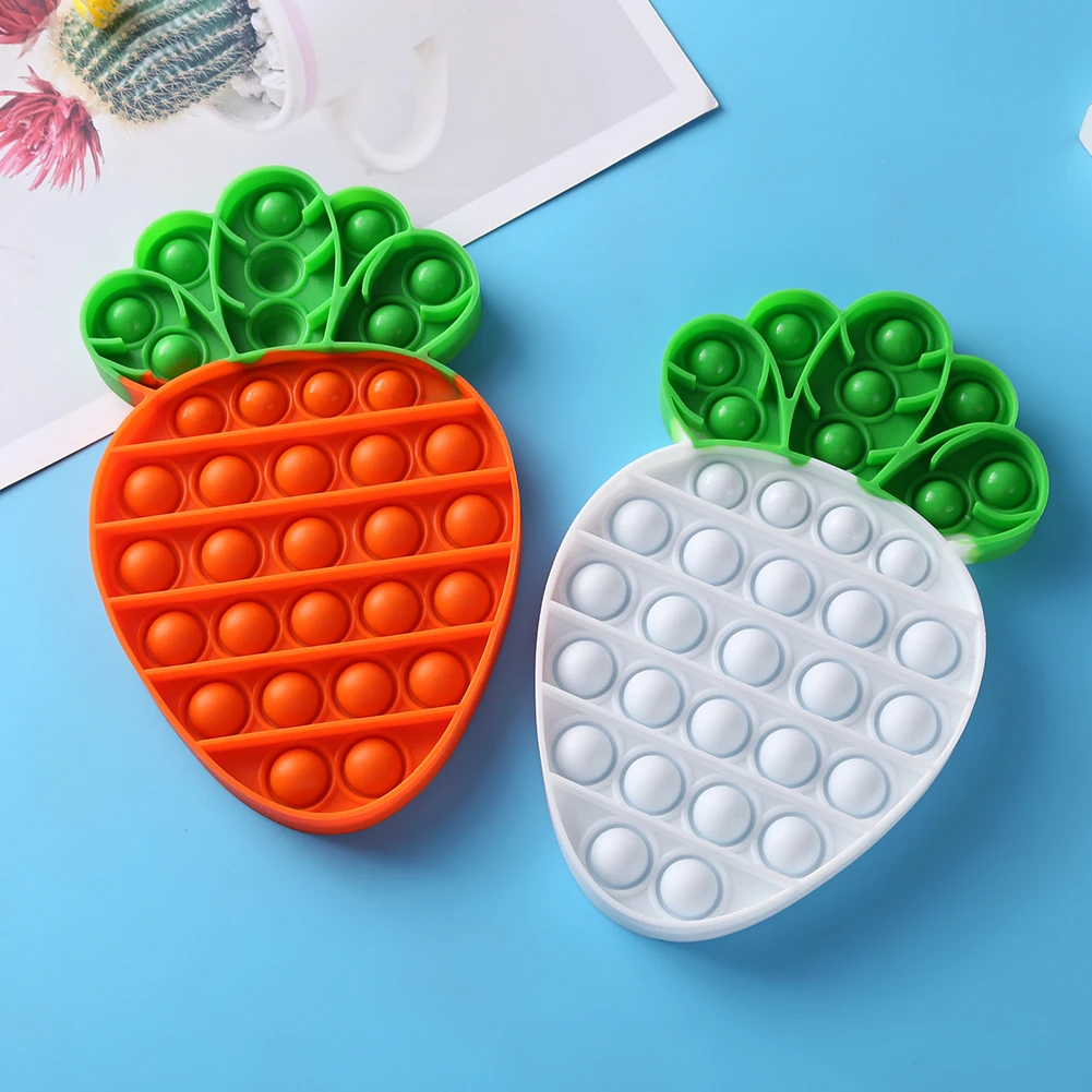 Cartoon Carrot Push Bubble Fidget Toy Autism Special Needs Squeeze Stress Reliever Toys Concentration for Adults Kids | Игрушки и хобби