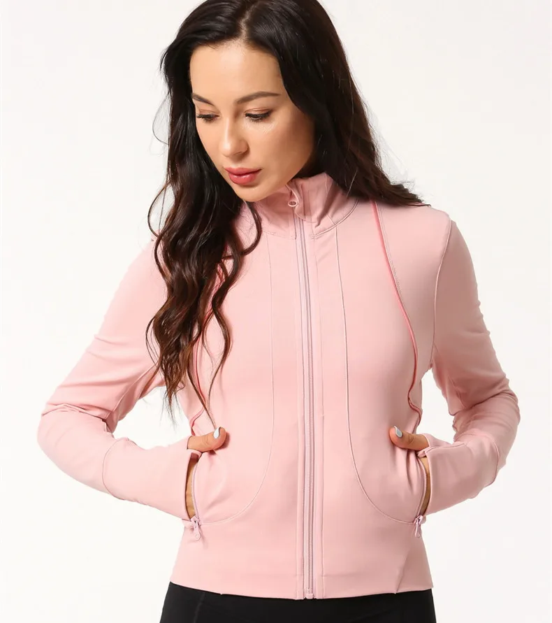 YIGE1859 pink Куртка для бега для женщин на молнии с длинным рукавом спортивная куртка для фитнеса спортивная женская одежда зимняя куртка женская спортивная одежда - Цвет: YIGE1859 pink