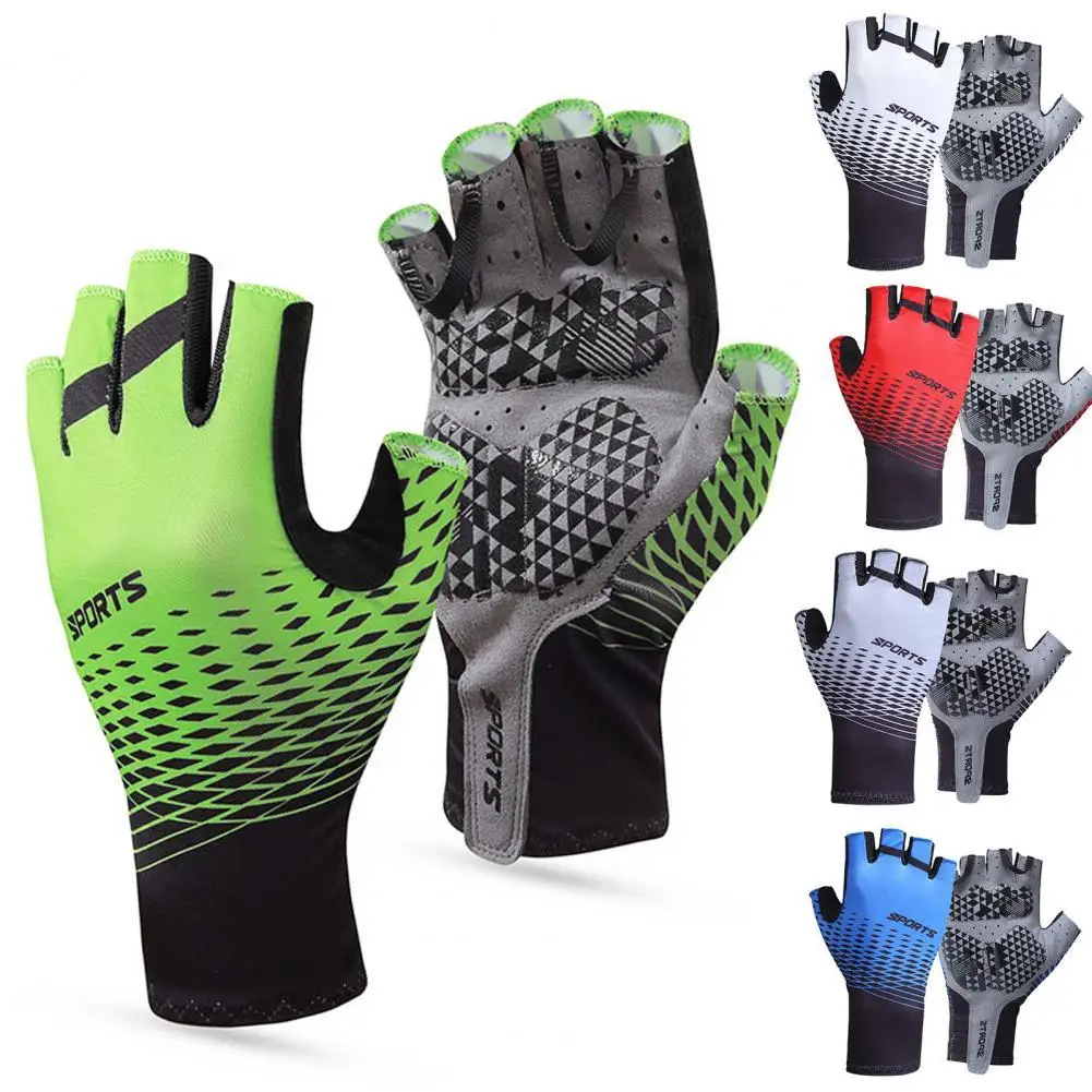 Sport Gloves 1Pair Men Cycling Gloves Thick Anti-Slip Half Finger Gloves Mittens for Gym Breathable Climbing Wear-Resistant