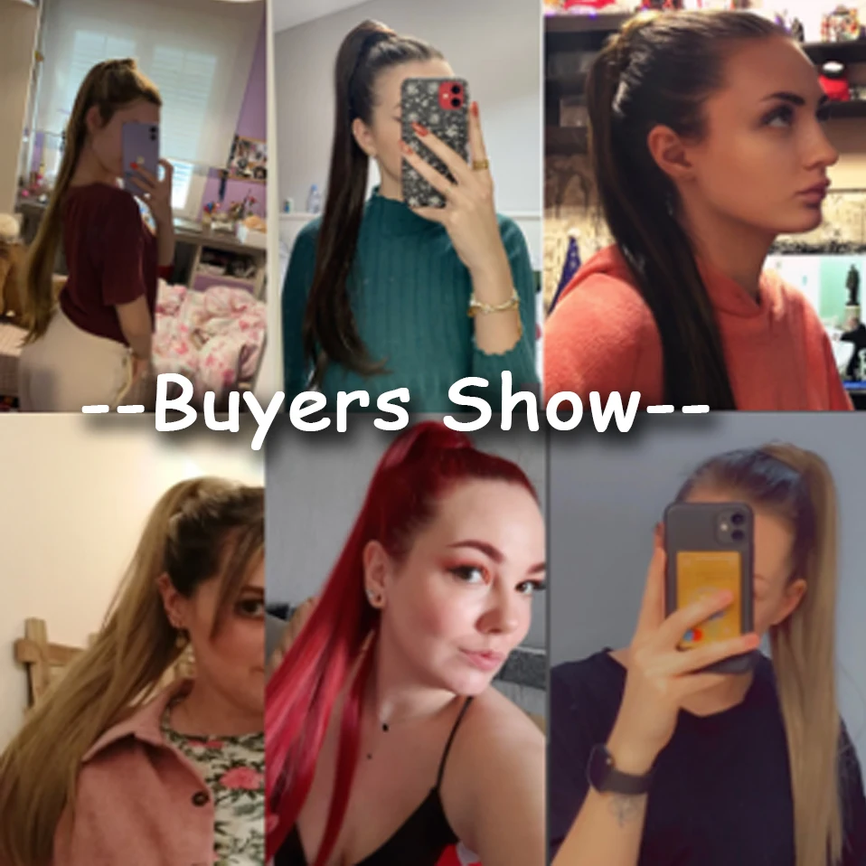 Fake Hair Extensions HAIRRO 23 Inches Long Straight Wrap Around Clip In Ponytail Women Hair Extension Heat Resistant Synthetic Pony Tail Fake Hair