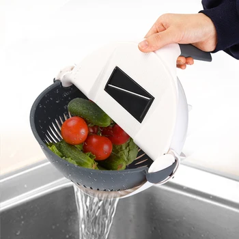 

Magic Multifunctional Rotate Vegetable Cutter With Drain Basket Kitchen Veggie Fruit Shredder Grater Slicer Drop Shipping