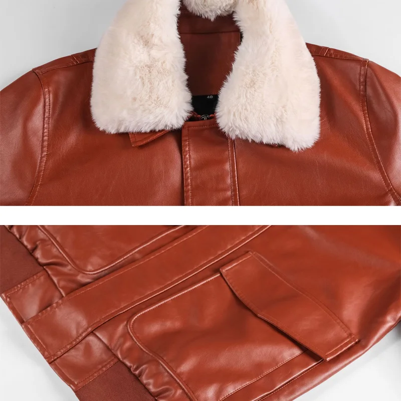 Горная Кожа Мужская куртка из искусственной кожи мотоциклетная осень зима мужской нагрудный съемный меховой воротник пальто брендовая одежда ЕС Размер M~ 4XL SA775