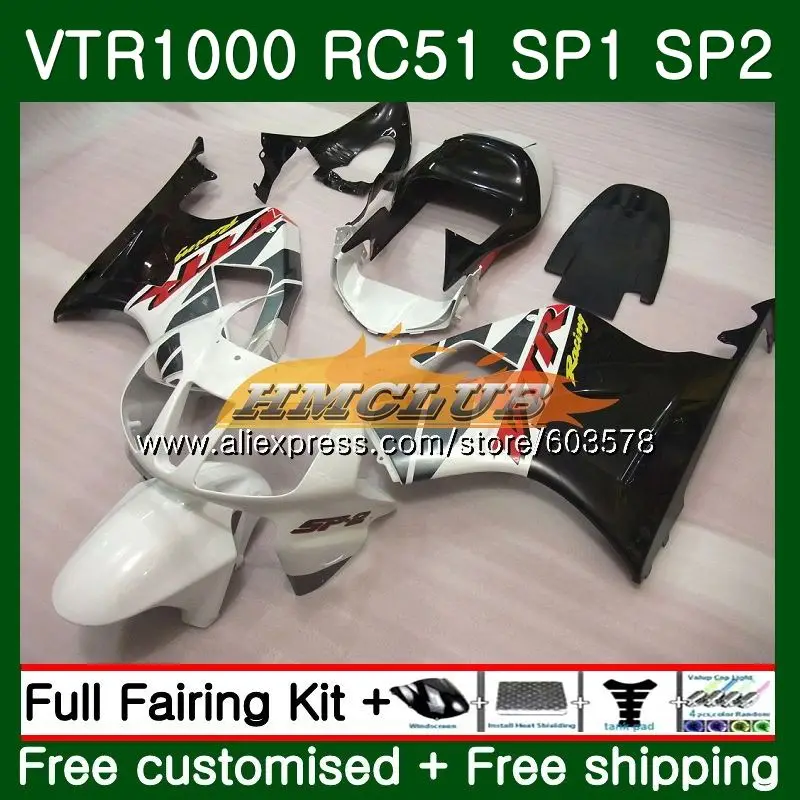 Обтекатель для HONDA VTR1000 2000 2001 2002 2003 2004 2005 2006 89CL. 9 RTV VTR 1000 RC51 SP1 SP2 00 01 02 03 04 05 06 белого и черного цвета