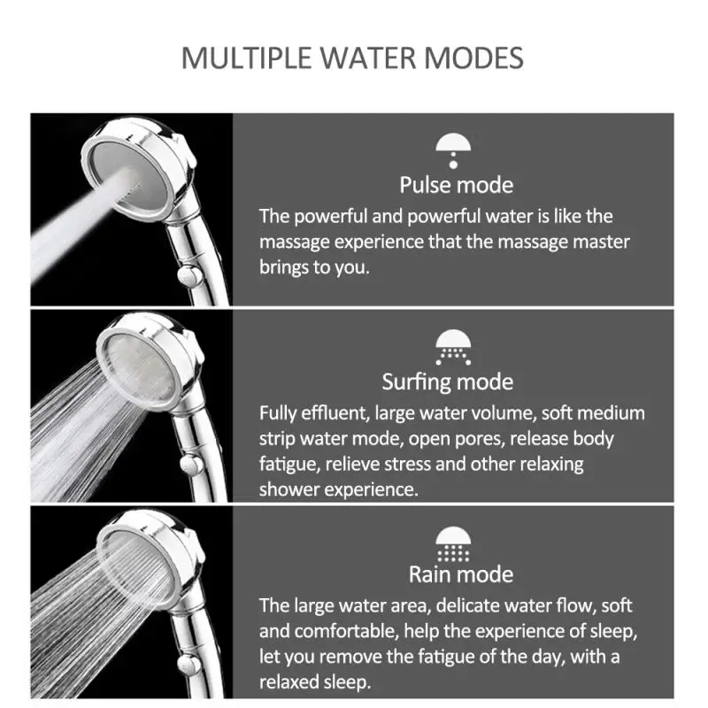Ortable 360 Degrees Rotating Showerhead Three Mode Pressurized Shower Head Stainless Steel Shower Head Shower Head Set