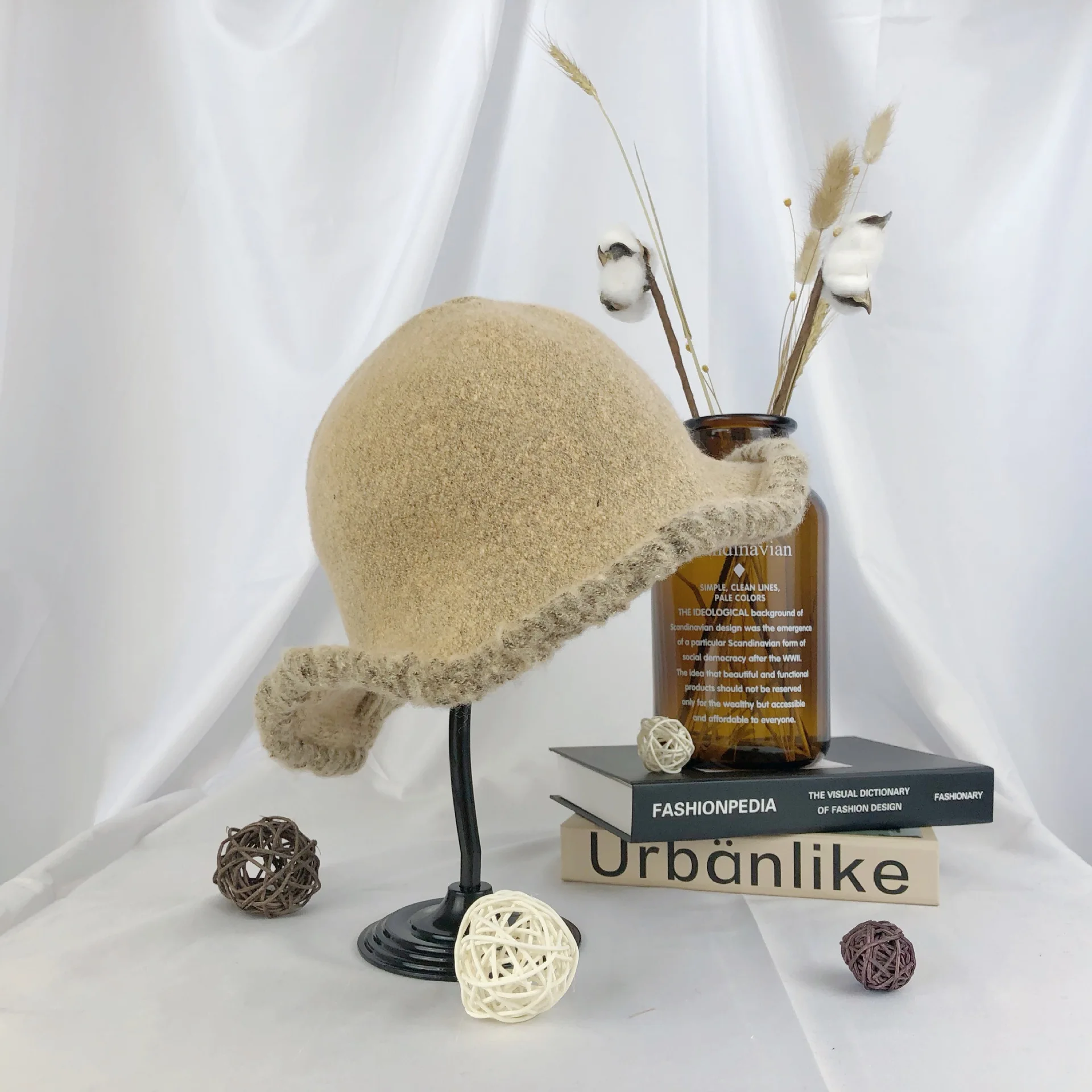 Fisherman's hat female cap Burr knitting Autumn And Winter Small brim Shade Foldable fashion