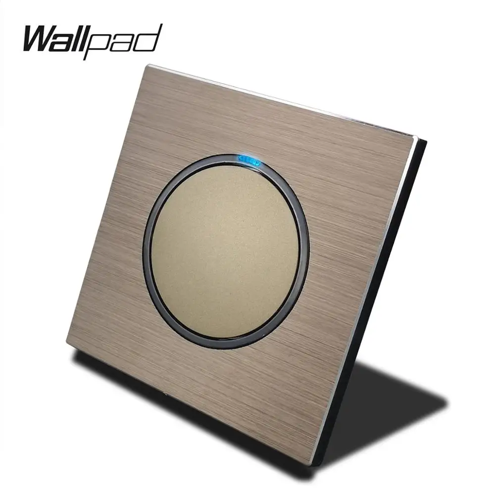 wall light switch aluminio escovado satin metal painel brown l6 1 gang 01