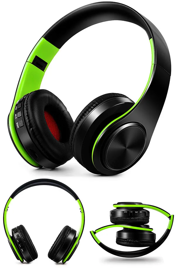 B7 беспроводные наушники Bluetooth гарнитура складные наушники регулируемые наушники с микрофоном для ПК мобильного телефона Mp3 - Цвет: Black Green