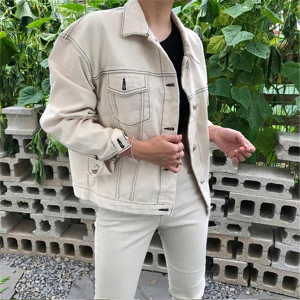 Бежевый RUGOD Off-white Досуг отложной воротник короткое пальто однобортный пиджак Kpop Одежда Женская куртка осень - Цвет: Бежевый