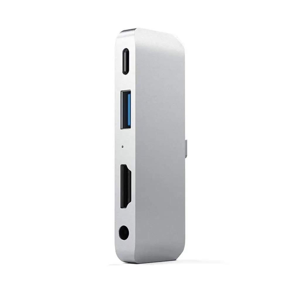 Silver Usb type-C мобильный Pro концентратор адаптер с USB-C зарядка PD 4K HDMI USB 3,0 3,5 мм аудио разъем для iPad Pro для huawei mate 20 - Цвет: Silver
