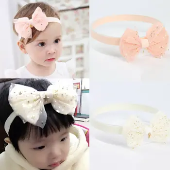 

Fashion Girls Hair Bows Pentagram Mesh Kd Baby Ribbon Gauze band Elastic School Baby Headwear Hair Pin