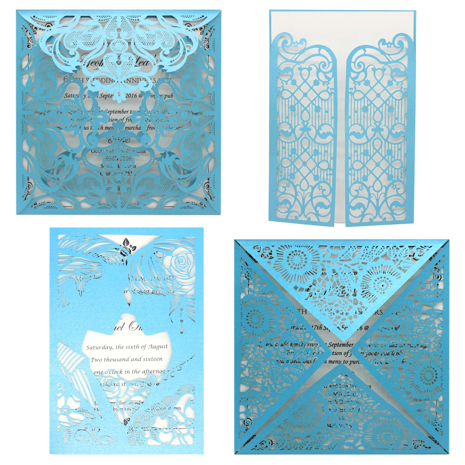 

10 Sets Laser Cut Luxury Flora Wedding Invitations Card Elegant Lace Favor Free Design Print Envelopes Wedding Party Decoration
