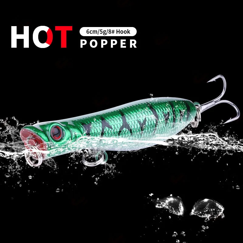 Наощуп 1 шт. Big mouth popper Рыбная приманка 60 мм/5g мини жесткая наживка 3D глаза Пластик