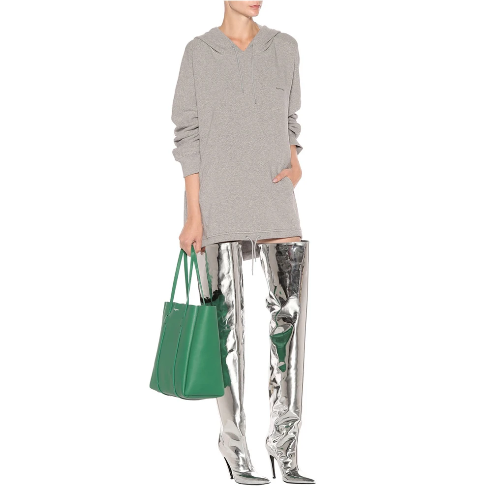 Drestrive Customize Patent Leather Women Over Knee High Boots Thin Heels Pointed Toe Female High Heel Shoes Slip On Fashion