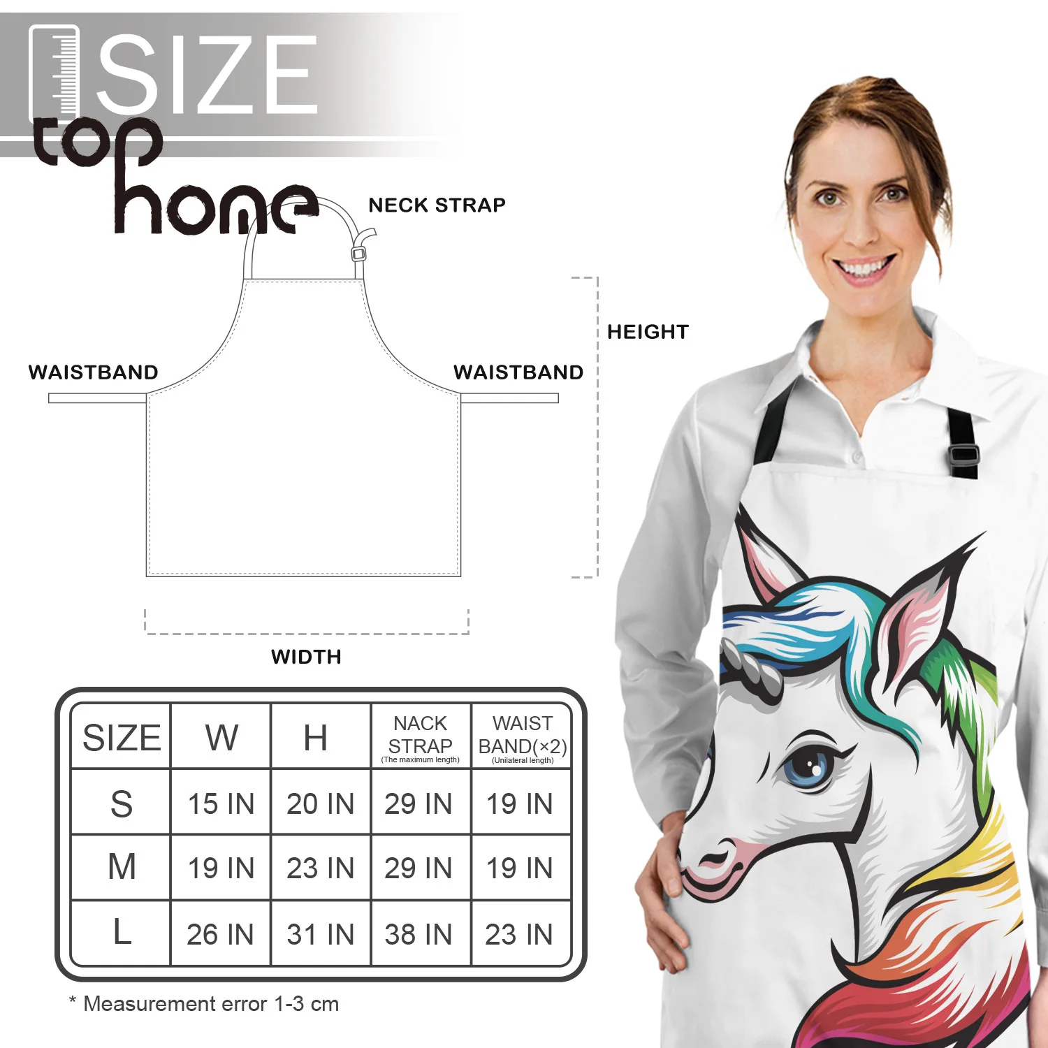 Tophome Kitchen Apron Unicorn Art Printed Adjustable Sleeveless Canvas Aprons for Men Women Kids Home Cleaning Tools