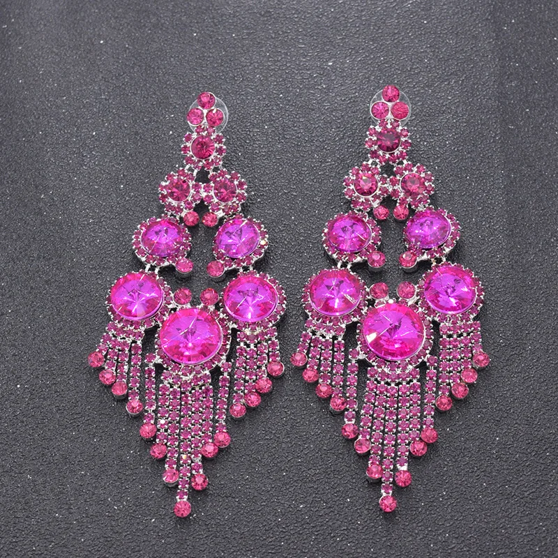 rhinestones tassel drop earring for womens (6)