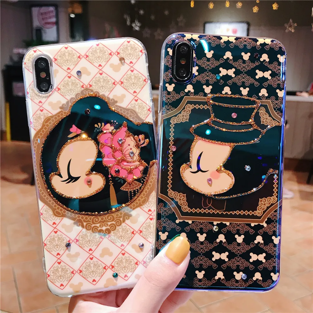 Cute Animal Cartoon Mouse Phone Case for iphone 11Pro MAX Soft Silicone Cover For Apple XR XS 6S 7 8 Plus 10 Bling Diamond Coque |