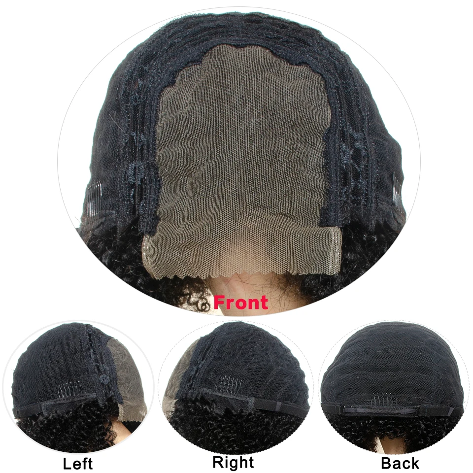 Human Hair Wigs Brazilian Afro Kinky Curly 4x4 Lace Closure Short Bob Short Pixie Cut Yepei Remy Hair