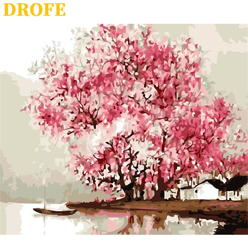 DROFE DIY Frame Painting By Numbers modern mural acrylic pigment unique home decoration hand painted gift 40x50cm White peonies | Дом и сад