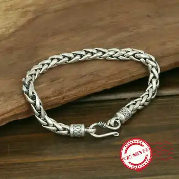 

S925 sterling silver men's bracelet personality fashion classic jewelry retro peaceful texture shape 2018 new send lover's gift