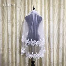 

Real Photo Two Layer Ivory Short Wedding Veils Fingertip Length Tulle Lace Applique Bridal Accessories With Comb