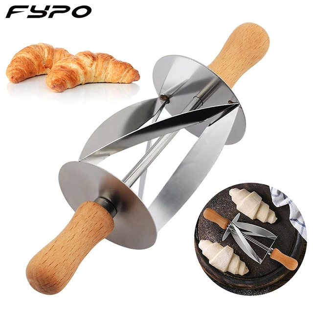 Stainless Steel Croissant Cutter Roller Slices With Wood Handle For  Croissant Homemade, Pastry Cutter, Dough Cutter, Biscuit Cutter (y-c-2)
